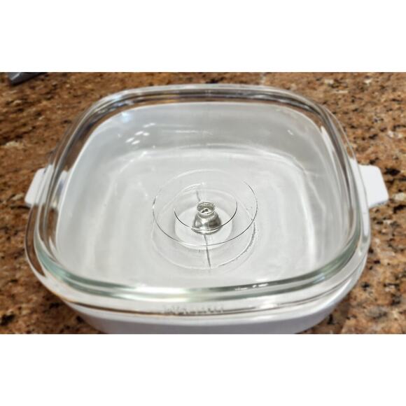 Corning Ware MW-16 10 x 10 White MicroMake Browning Dish w/ Lid - Picture 6 of 16